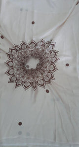 Satin Silk Printed Kaftan Saree With Unstitched Blouse